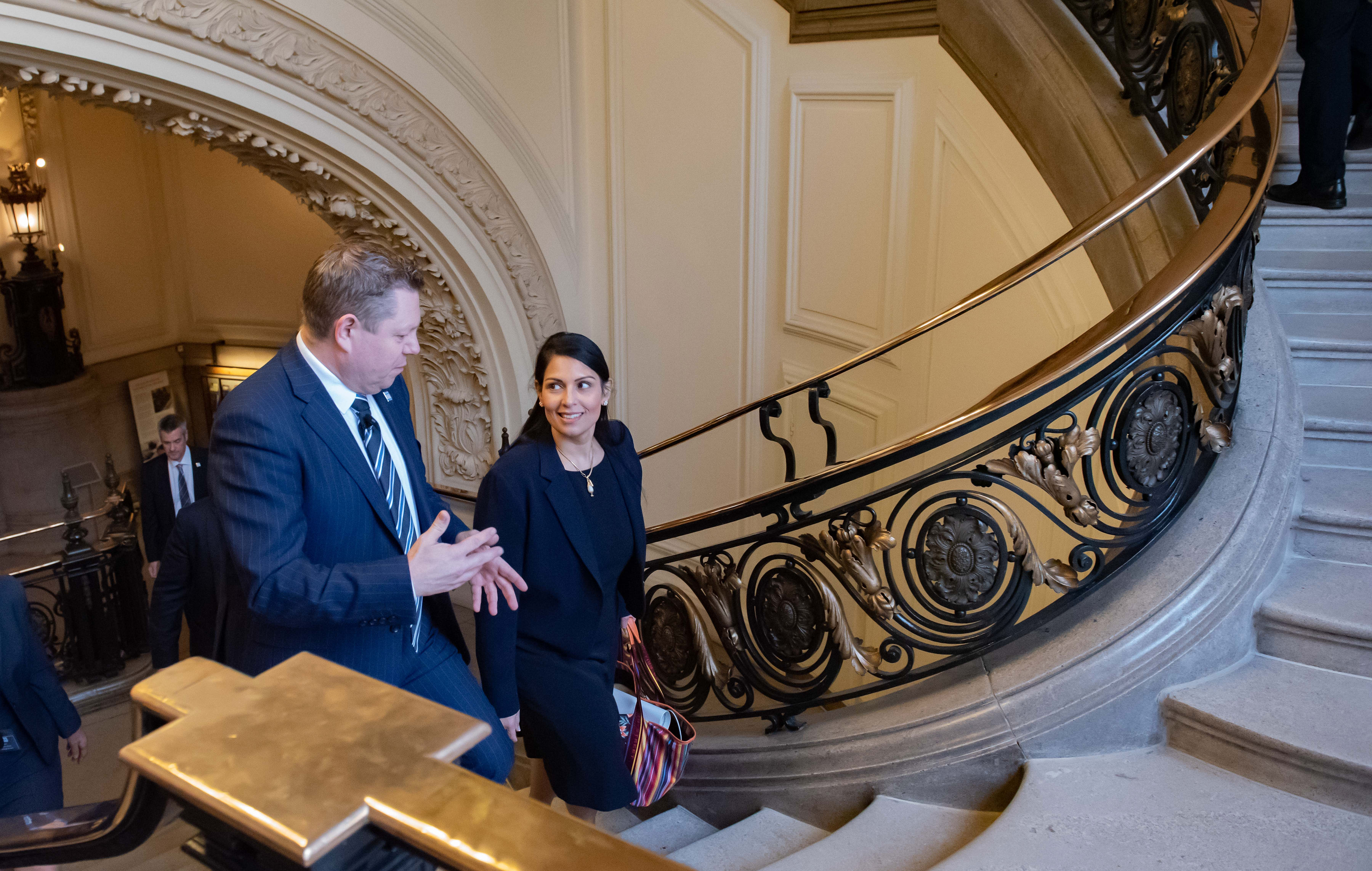 Priti Patel, pictured here with John Apter, was appointed Home Secretary in August