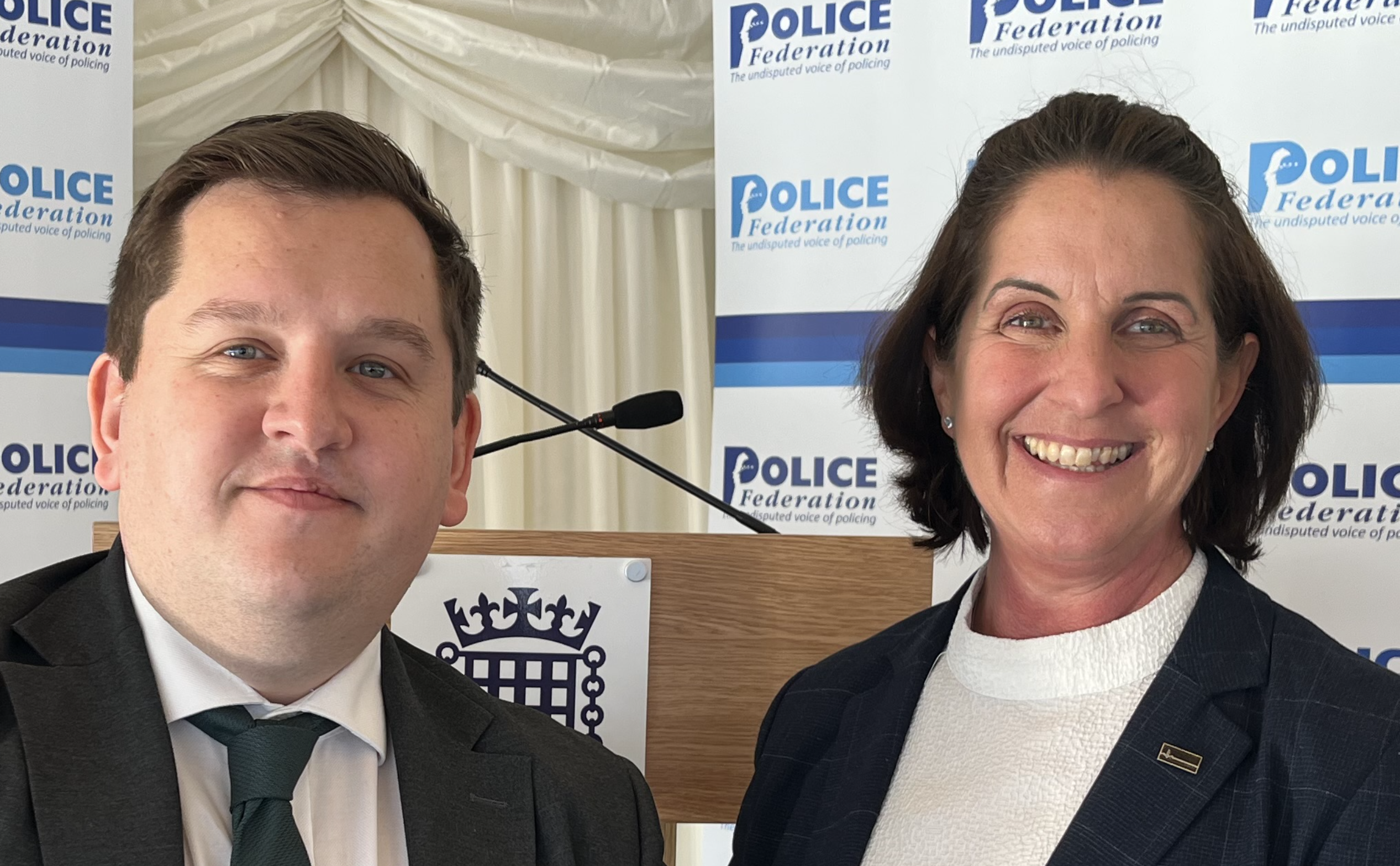 Louie French MP, who sponsored the event, with Tiff Lynch, deputy chair of the Police Federation of England and Wales.