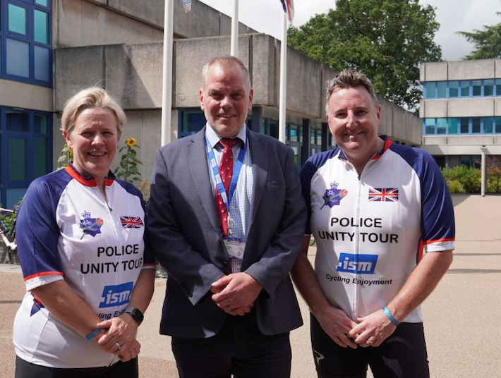 Chief Constable Kate Meynell, Fed secretary Tom Hill and Notts Police PUT team organiser, Detective Sergeant Paul Lefford.